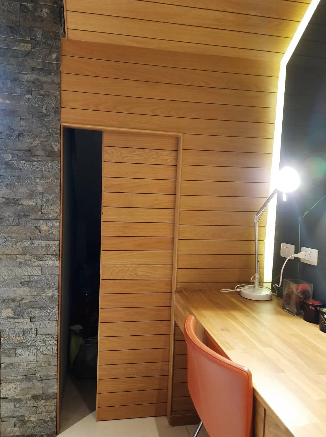 Full-height timber wardrobe in the bedroom