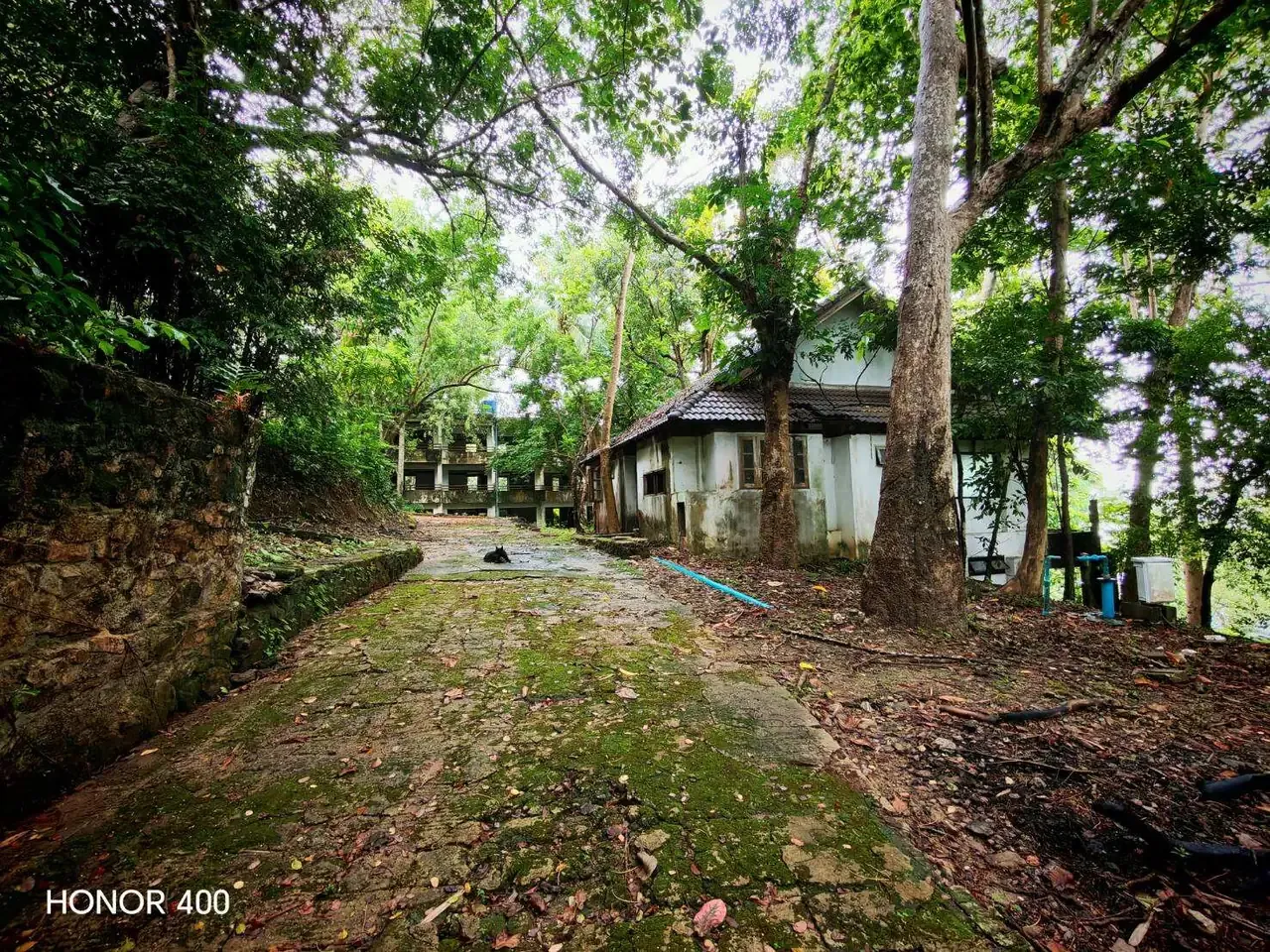 Internal estate path between the existing buildings