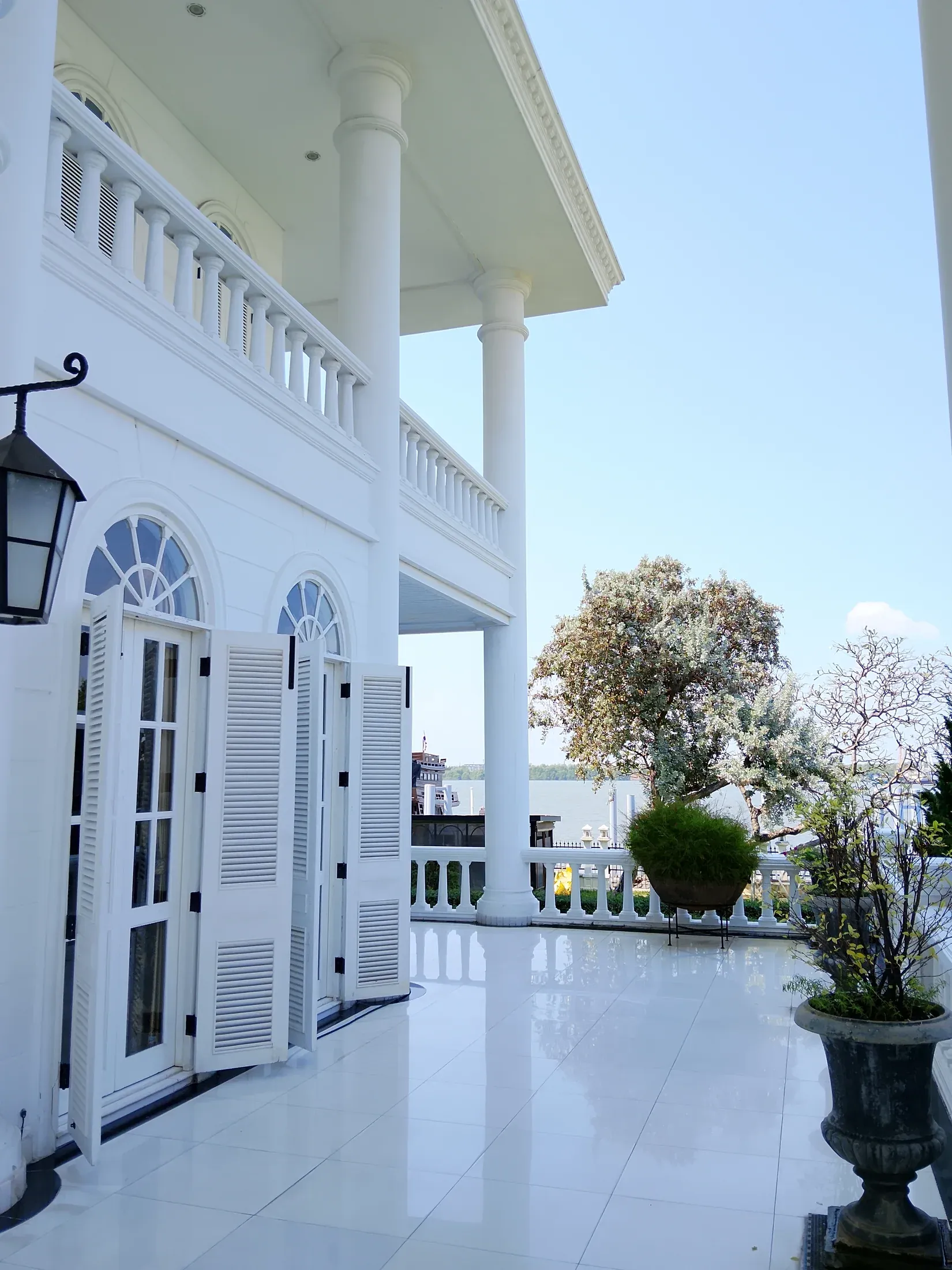 Arched terrace doors on the main residence